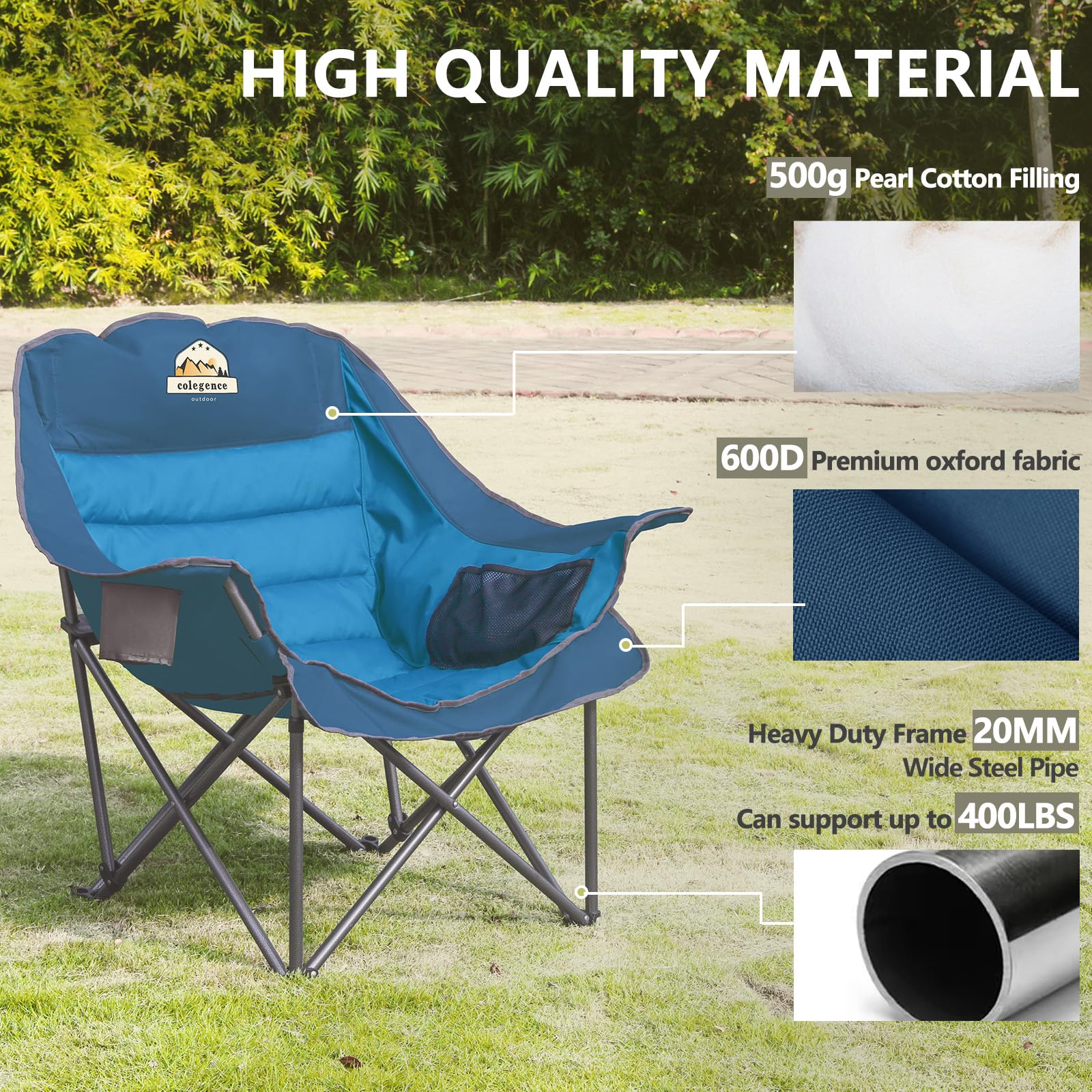 Colegence weather-resistant Oxford fabric resists rain and cleans easily.