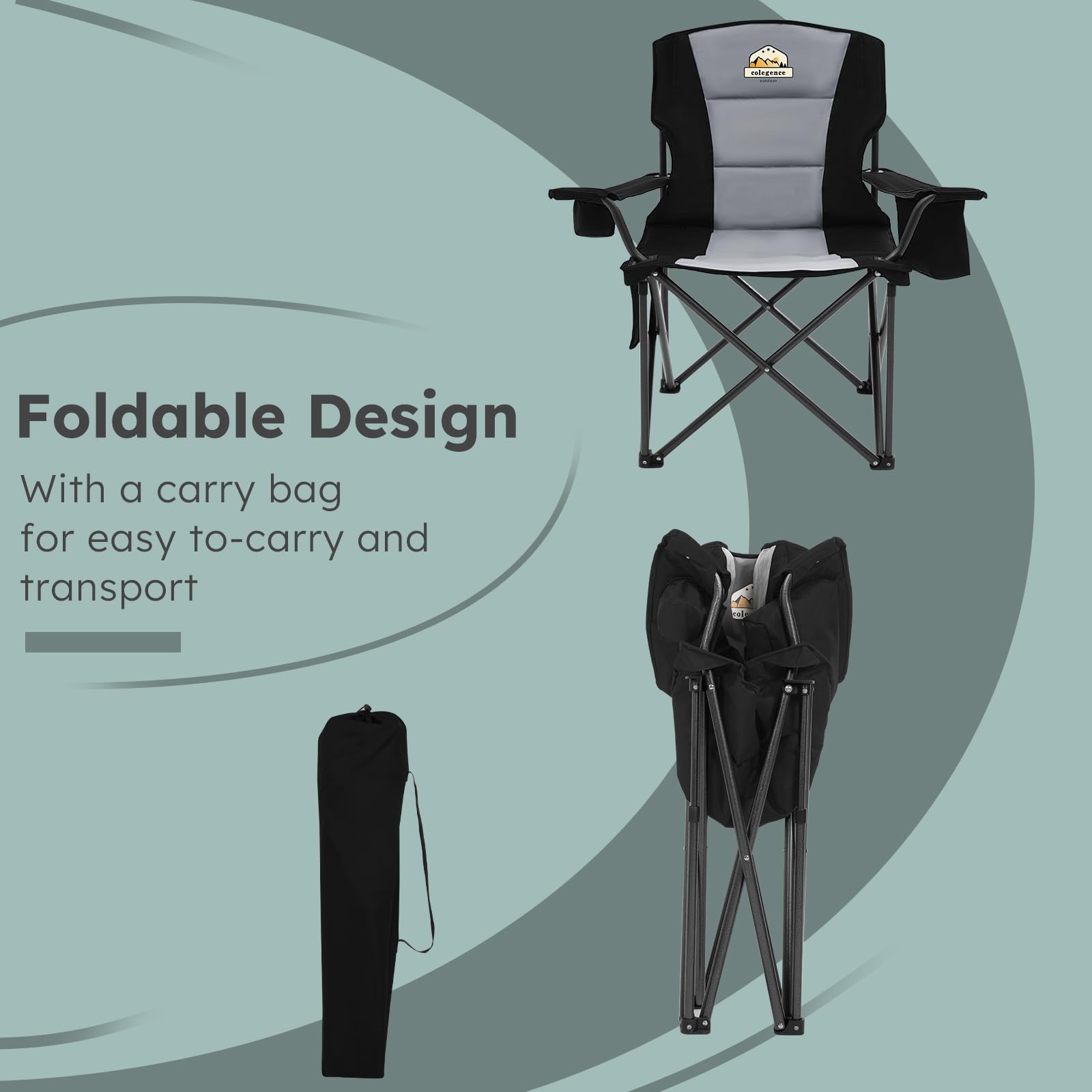 Colegence wide seat supports relaxed lounging by campfire or patio.
