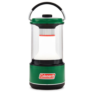 Coleman 1000L LED Lantern beams 12-meter light for campsite visibility.