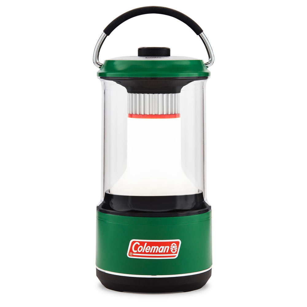 Coleman 1000L LED Lantern beams 12-meter light for campsite visibility.