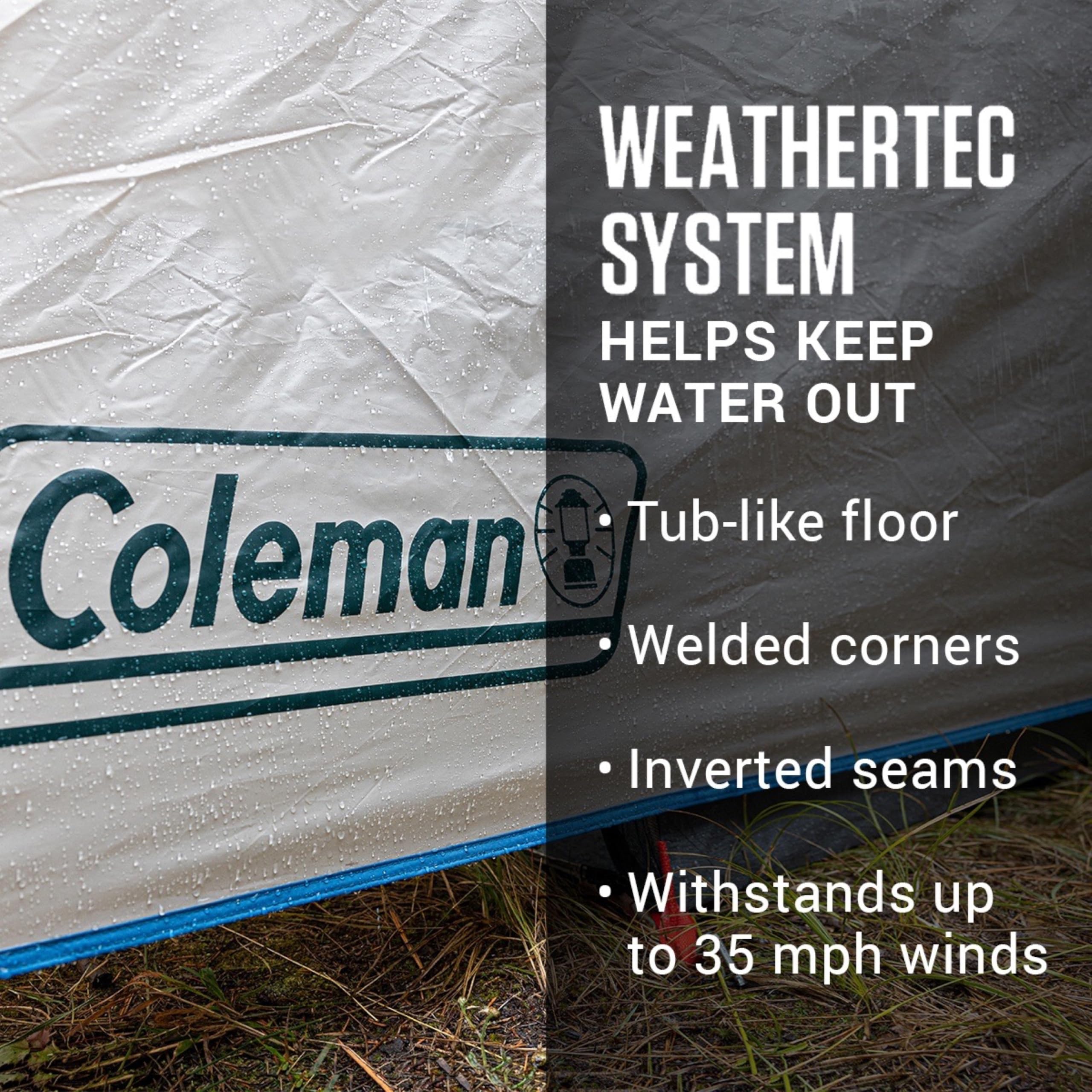 Coleman 4-Person Cabin Tent setup in 10 minutes with color-coded sleeves