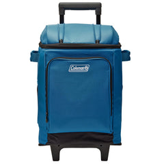 Coleman rolling cooler wheels side view, easy transport for picnics and day trips.