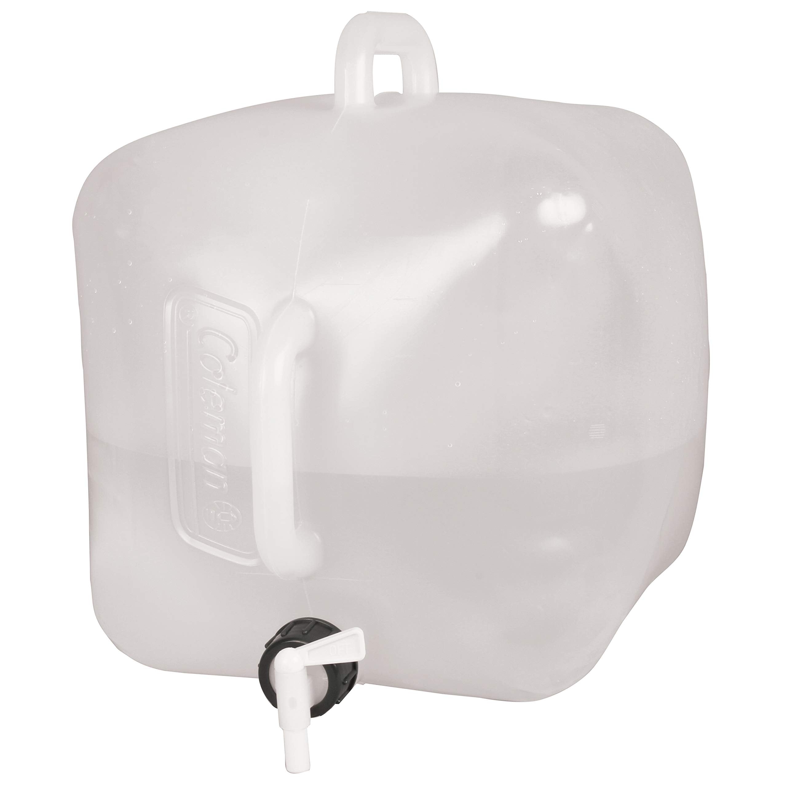 Coleman 5-Gallon water carrier with spigot for easy campsite dispensing.