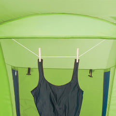 Coleman Beach Shade Shelter wind-stability with sandbags and stakes