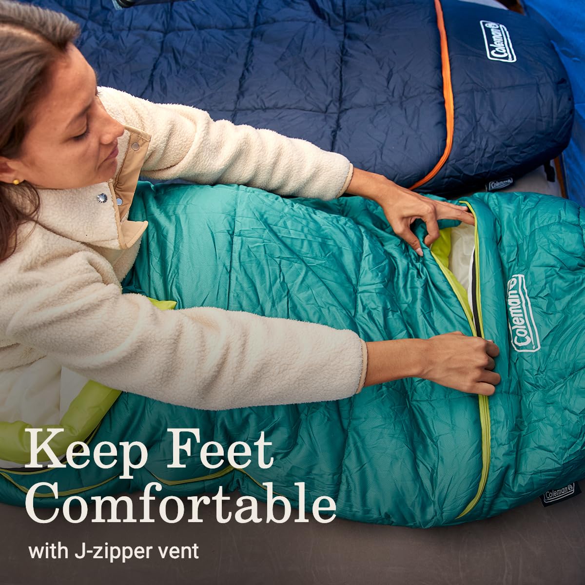 Coleman soft fleece footbox adds cozy comfort at the foot.