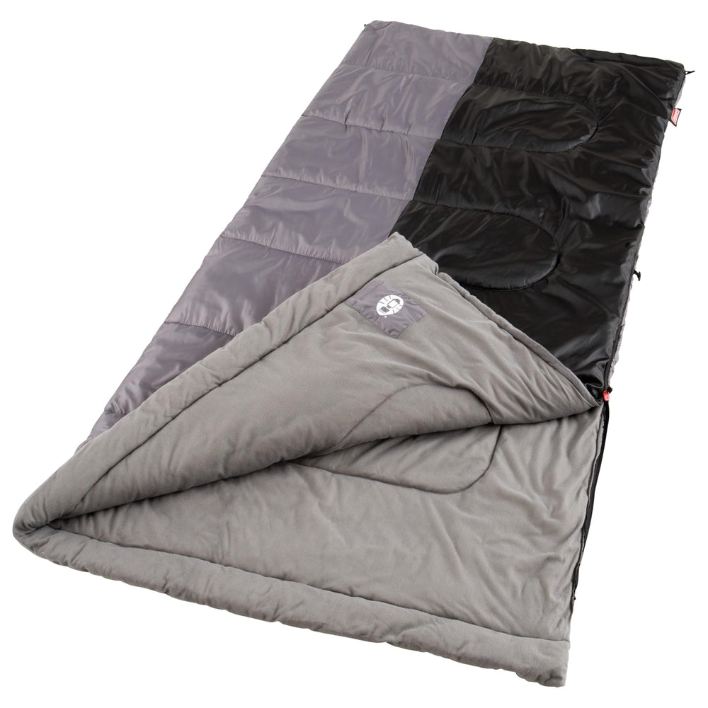 Coleman Biscayne Big & Tall 40°F sleeping bag; roomy design for tall campers with easy packing and ventilation.