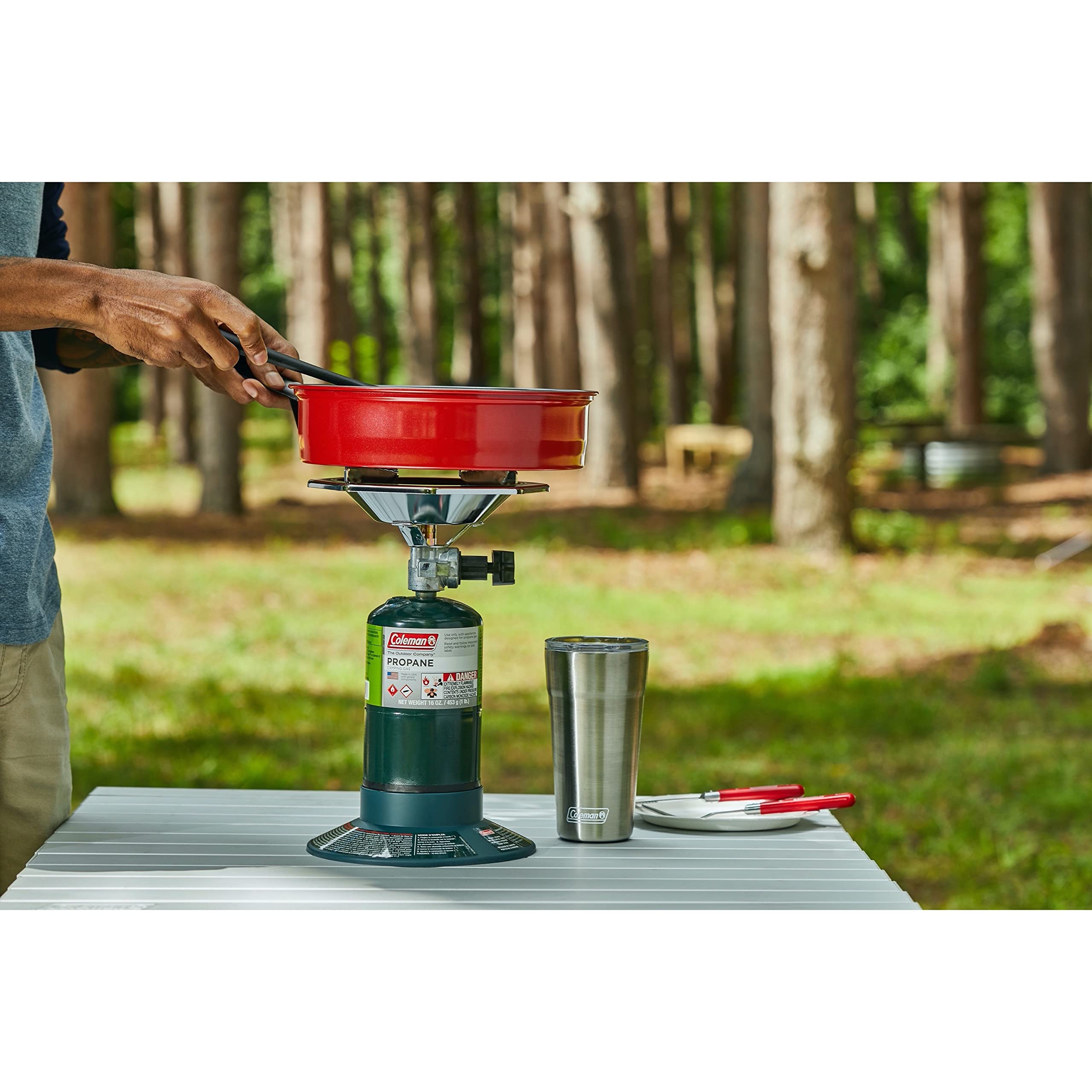 Coleman BottleTop runs on standard propane cylinders for convenience