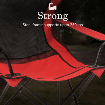 Close-up of Coleman Broadband Mesh Quad Chair backrest highlighting airflow and support