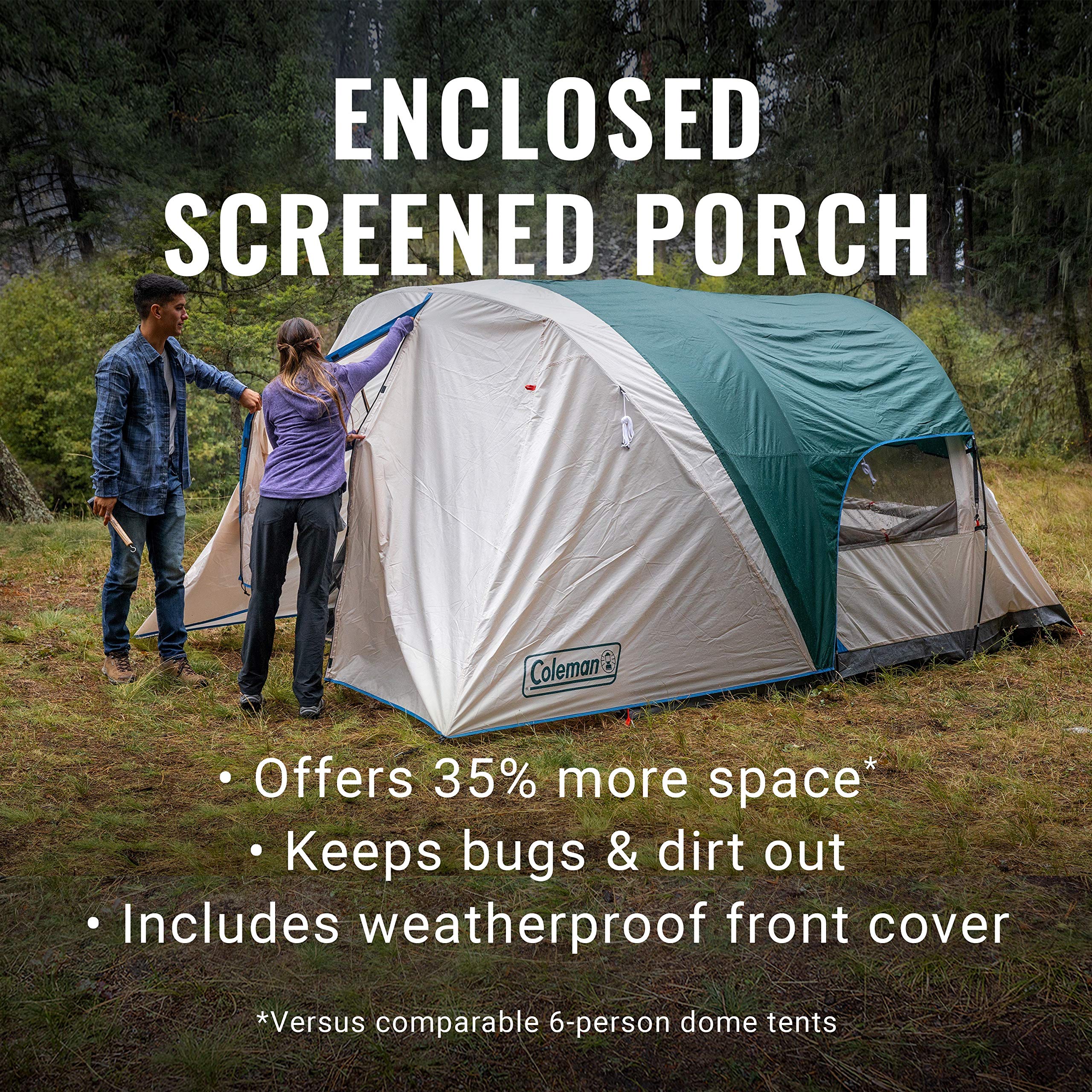 Coleman Cabin Tent interior shows vertical walls and spacious standing room.