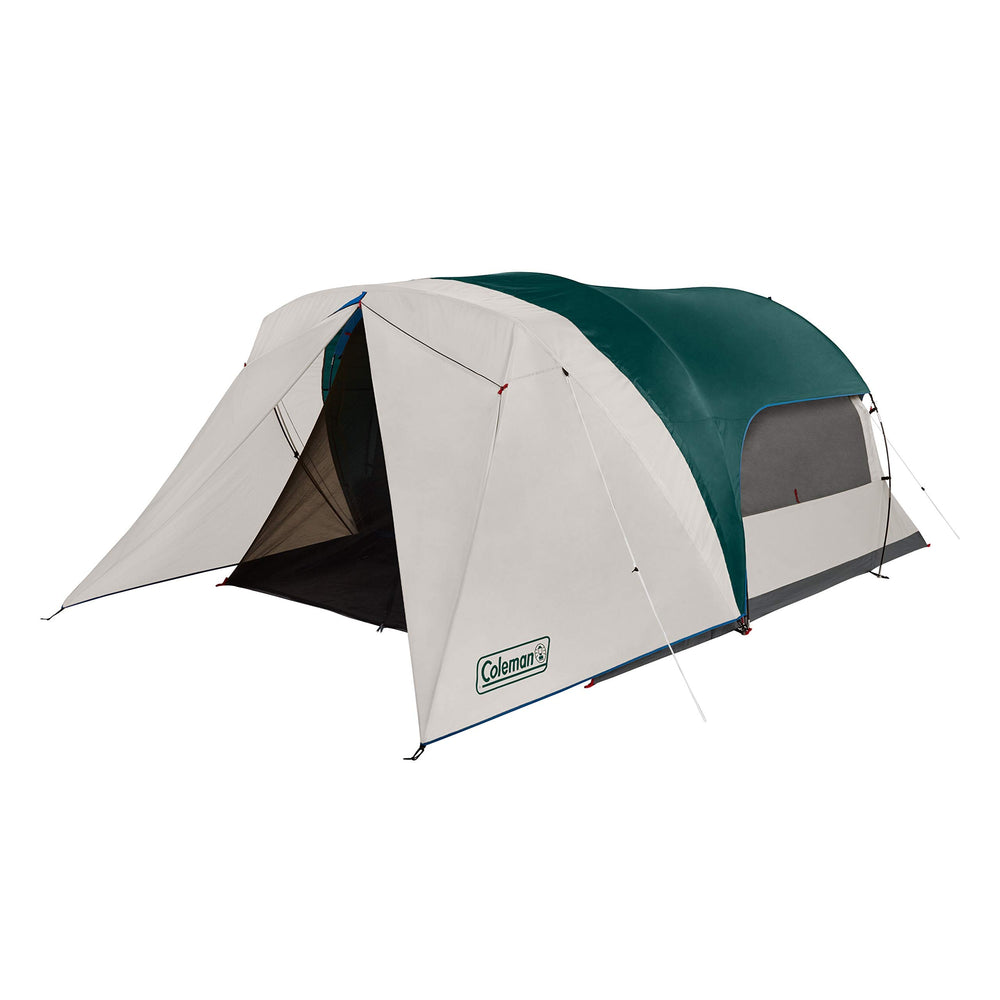 Coleman Cabin Tent exterior with screened porch for bug-free lounging and extra storage.