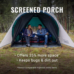 Coleman Cabin Tent vertical walls enable comfortable movement inside the roomy cabin.