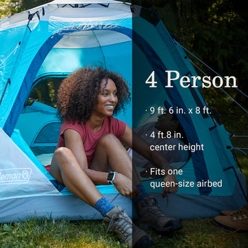Coleman Camp Burst tent attached rainfly provides ventilation and weather protection