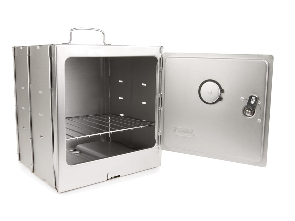 Coleman Camp Oven Silver front view shows durable outdoor cooking.