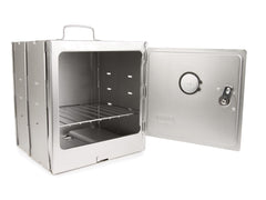 Coleman Camp Oven Silver front view shows durable outdoor cooking.