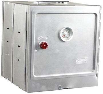 Coleman Camp Oven Silver top view for easy meal prep on the go.
