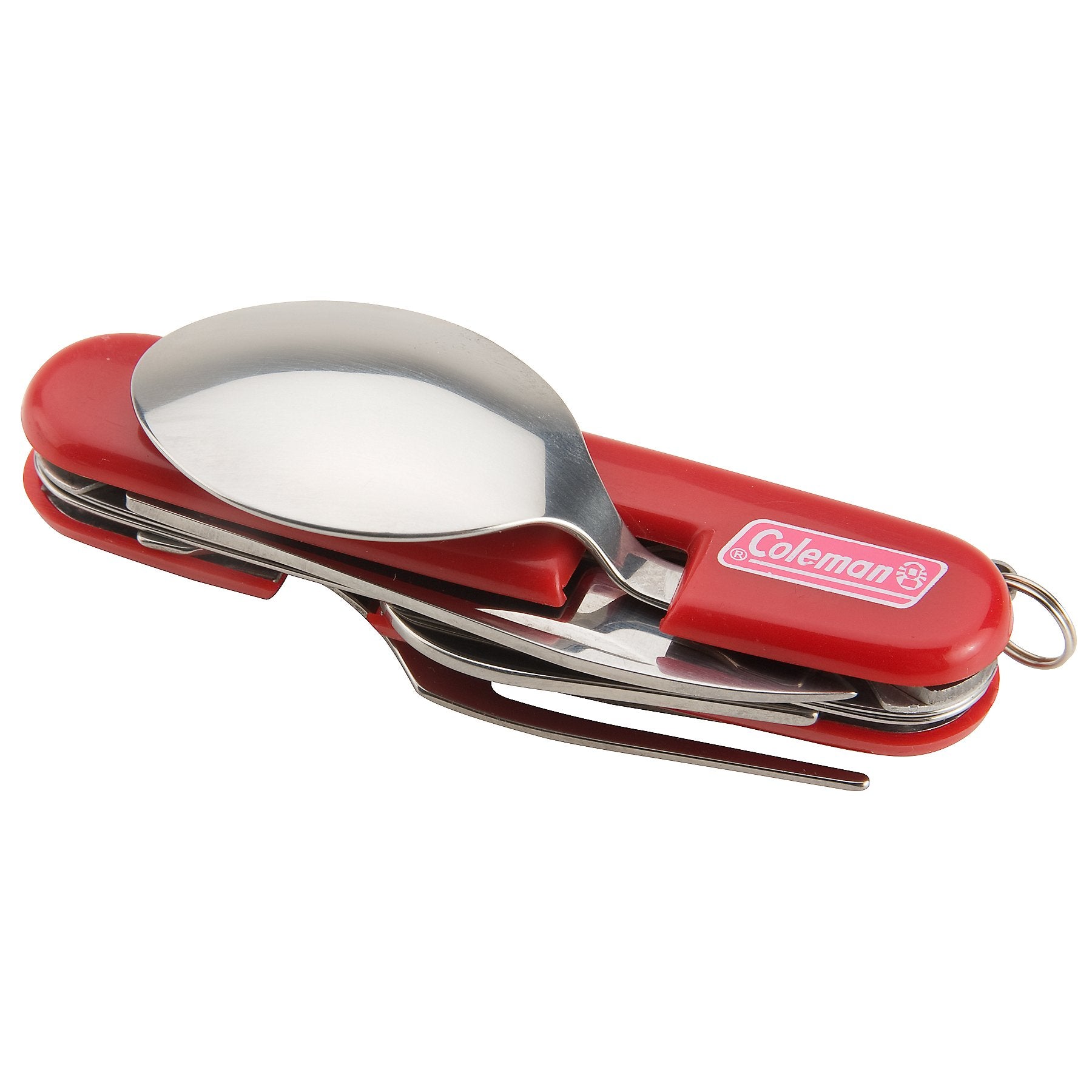 Coleman camping utensil set with folding knife demonstrates compact versatility for outdoor meals on trails.
