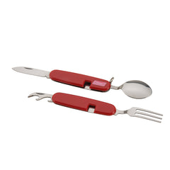 Coleman camping utensil set with spoon-bottle-opener enables quick meals and easy bottle access.