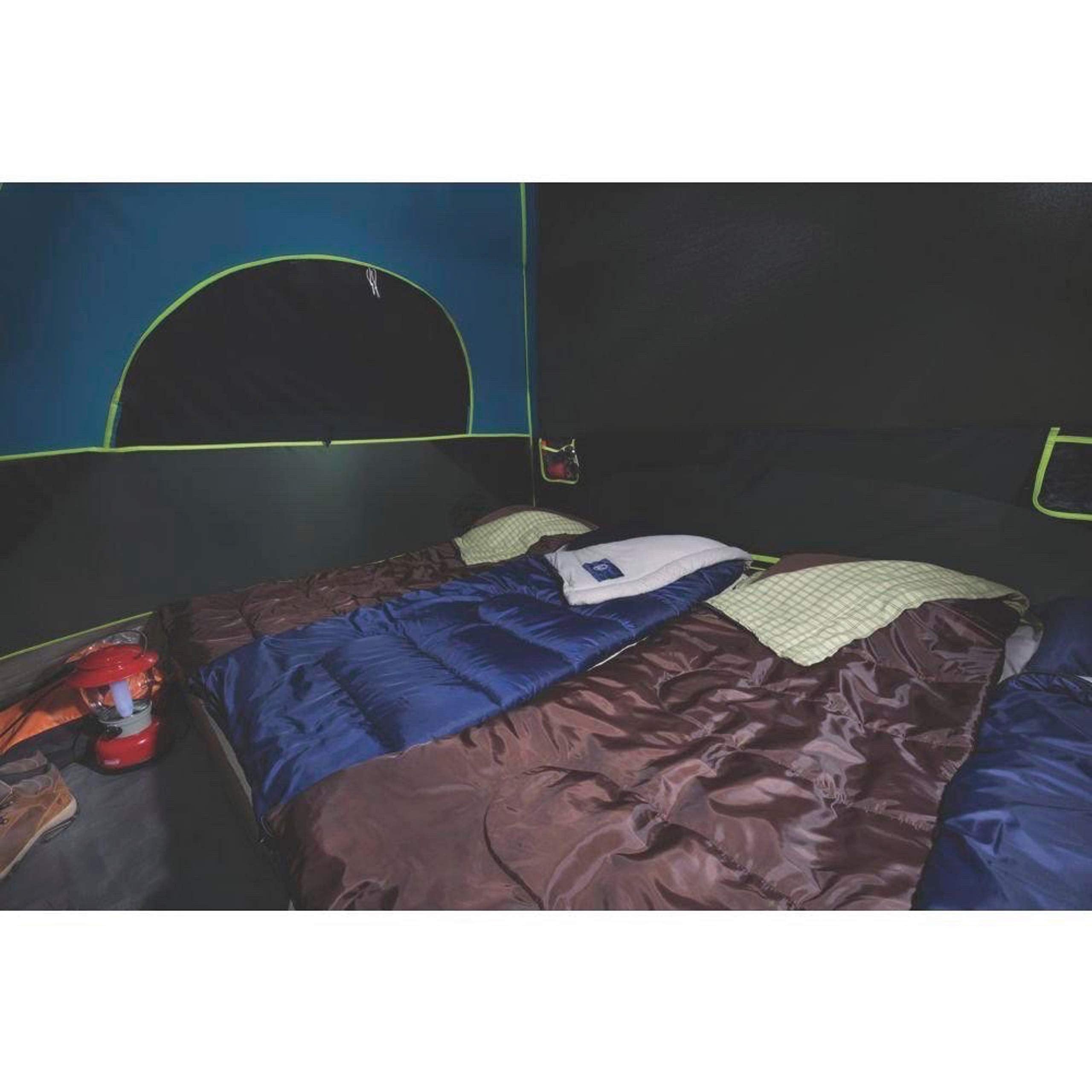 Coleman Carlsbad rainfly and weatherproof features protect against rain.