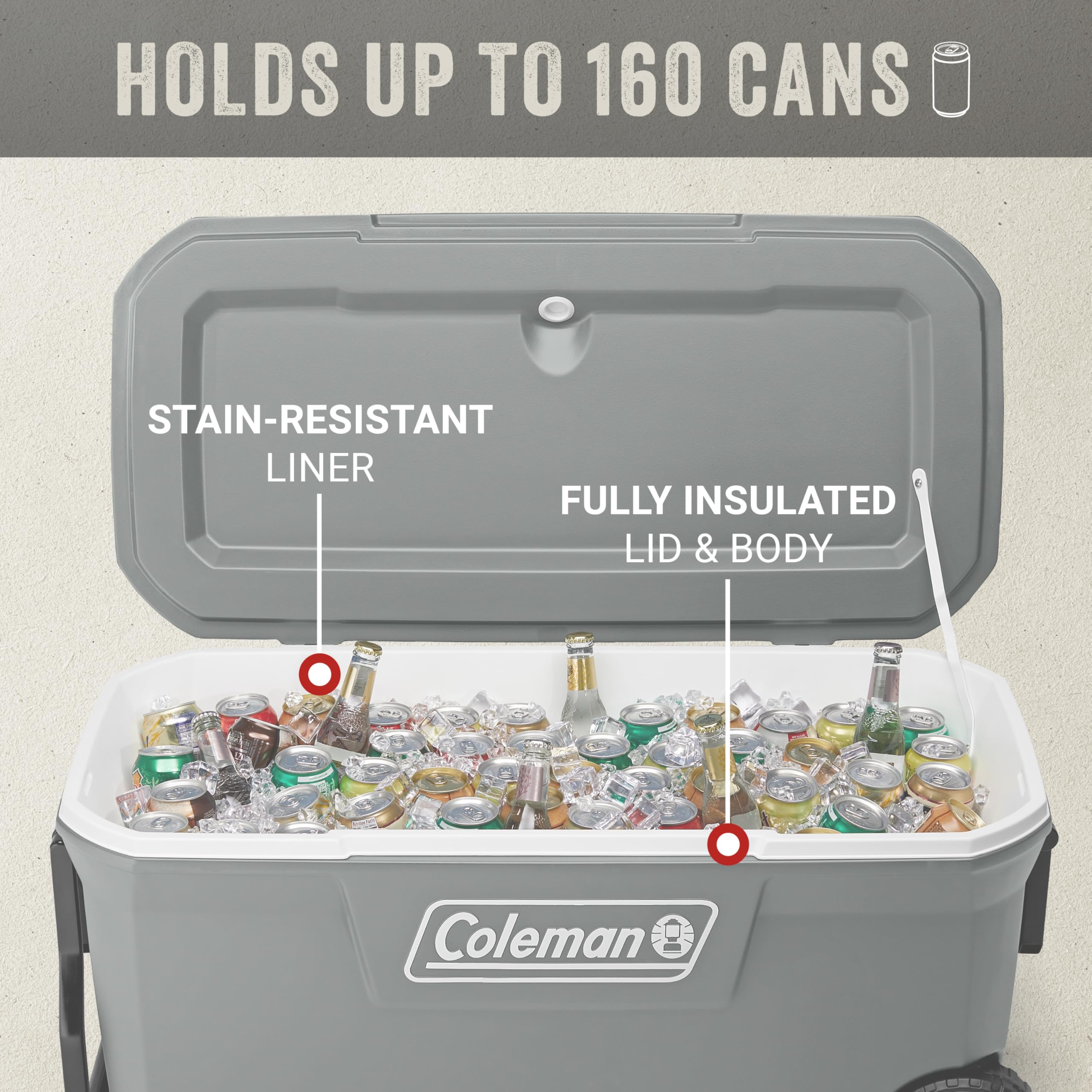 Coleman Classic 100-Quart Have-A-Seat lid supports up to 250 lbs