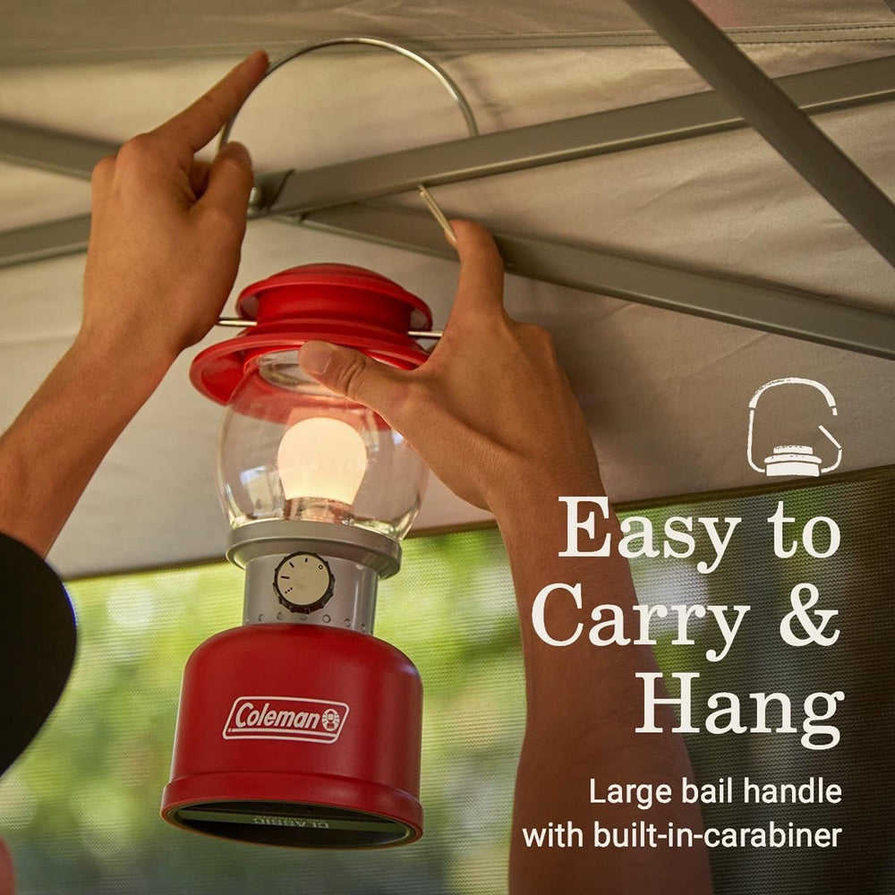 Coleman Classic LED Lantern with bail handle for easy hanging.