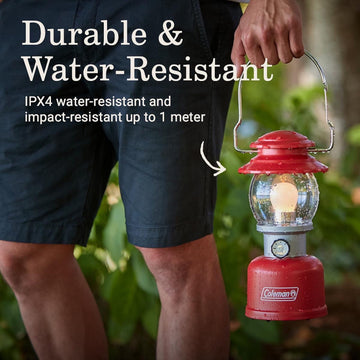 Coleman Classic LED Lantern IPX4 rating for weather-ready camping.