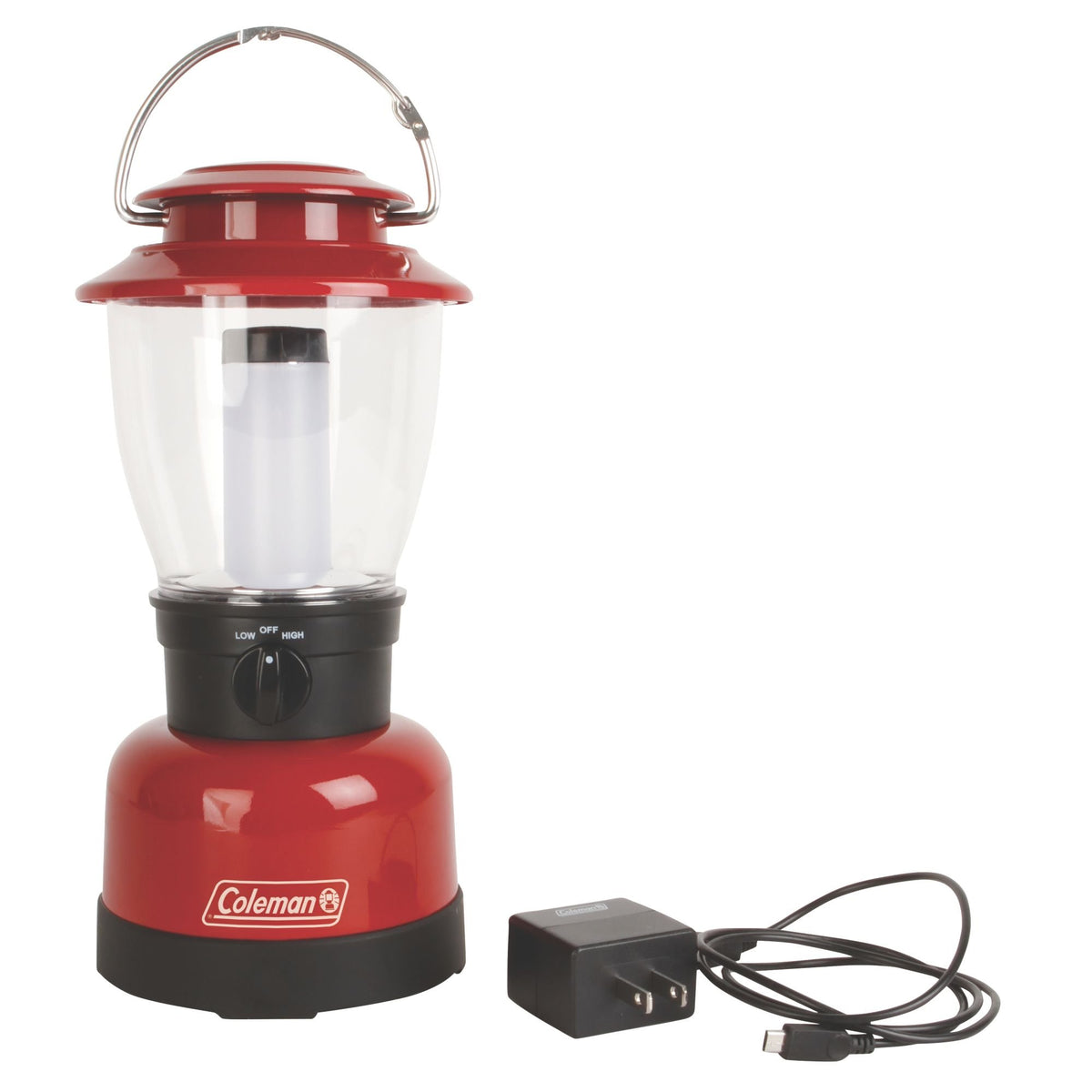Coleman Classic rechargeable 400-lumen lantern delivering bright light for camping and emergencies.