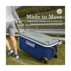 Coleman Classic Series cooler with tethered drain plug to prevent leaks.