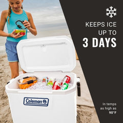 Coleman Classic 52qt Marine Cooler lid open showing easy access to contents