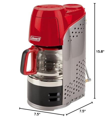 Coleman coffeemaker portable design suits backyard campsites and trips.