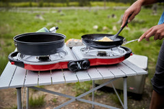 Coleman Fold N Go stove with InstaStart ignition for easy lighting.