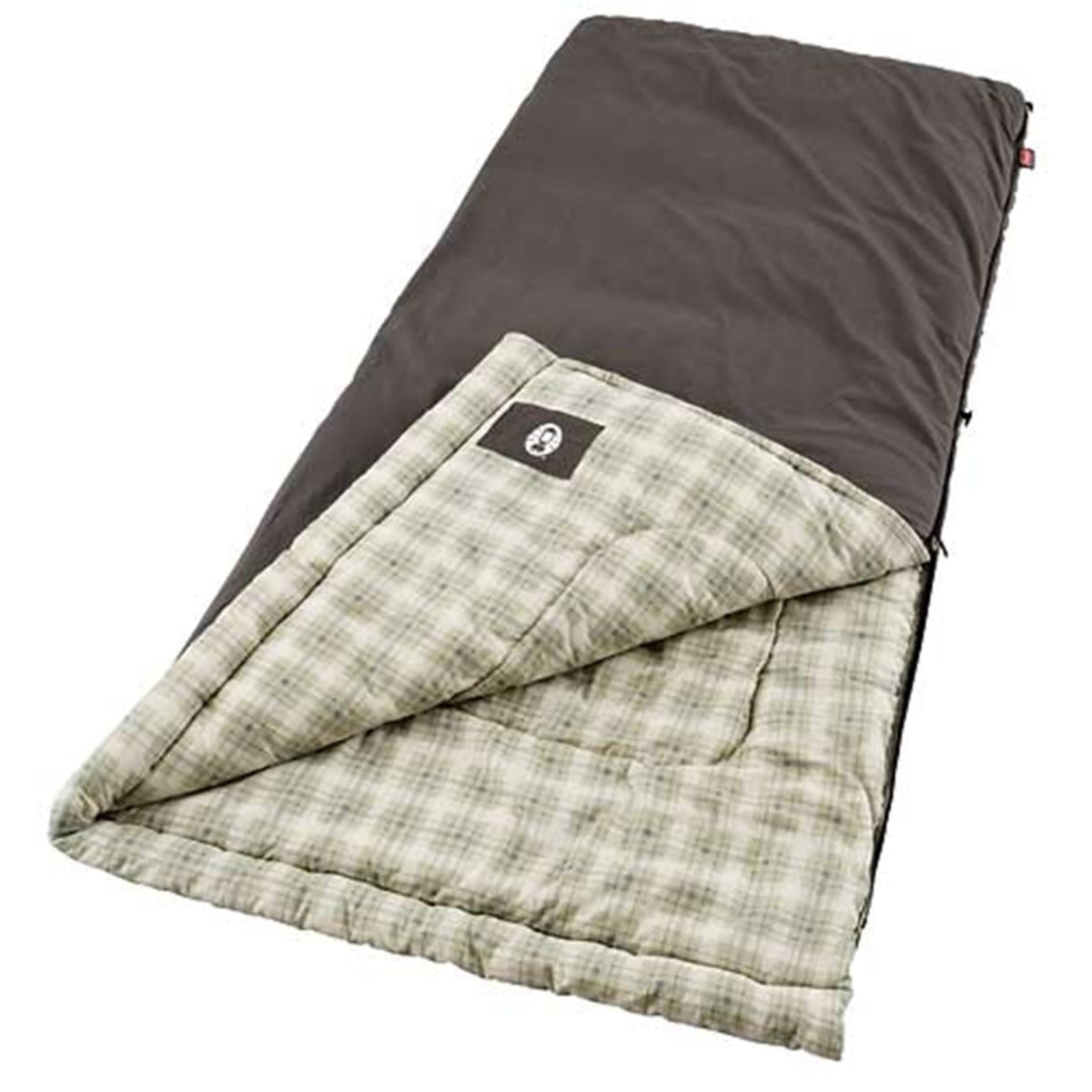 Coleman Heritage Big & Tall sleeping bag open, roomy interior for cold-weather camping.