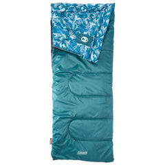 Coleman Kids Camo sleeping bag, side view, lightweight for indoor and outdoor camping
