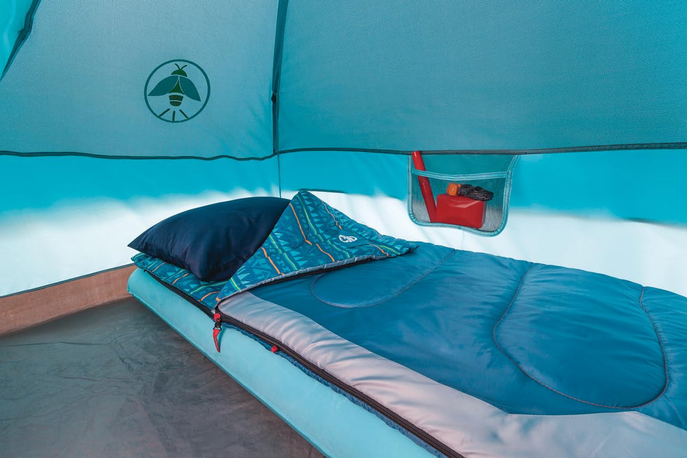 Coleman Kids Wonder Lake tent door awning offers shaded entry and easy access.