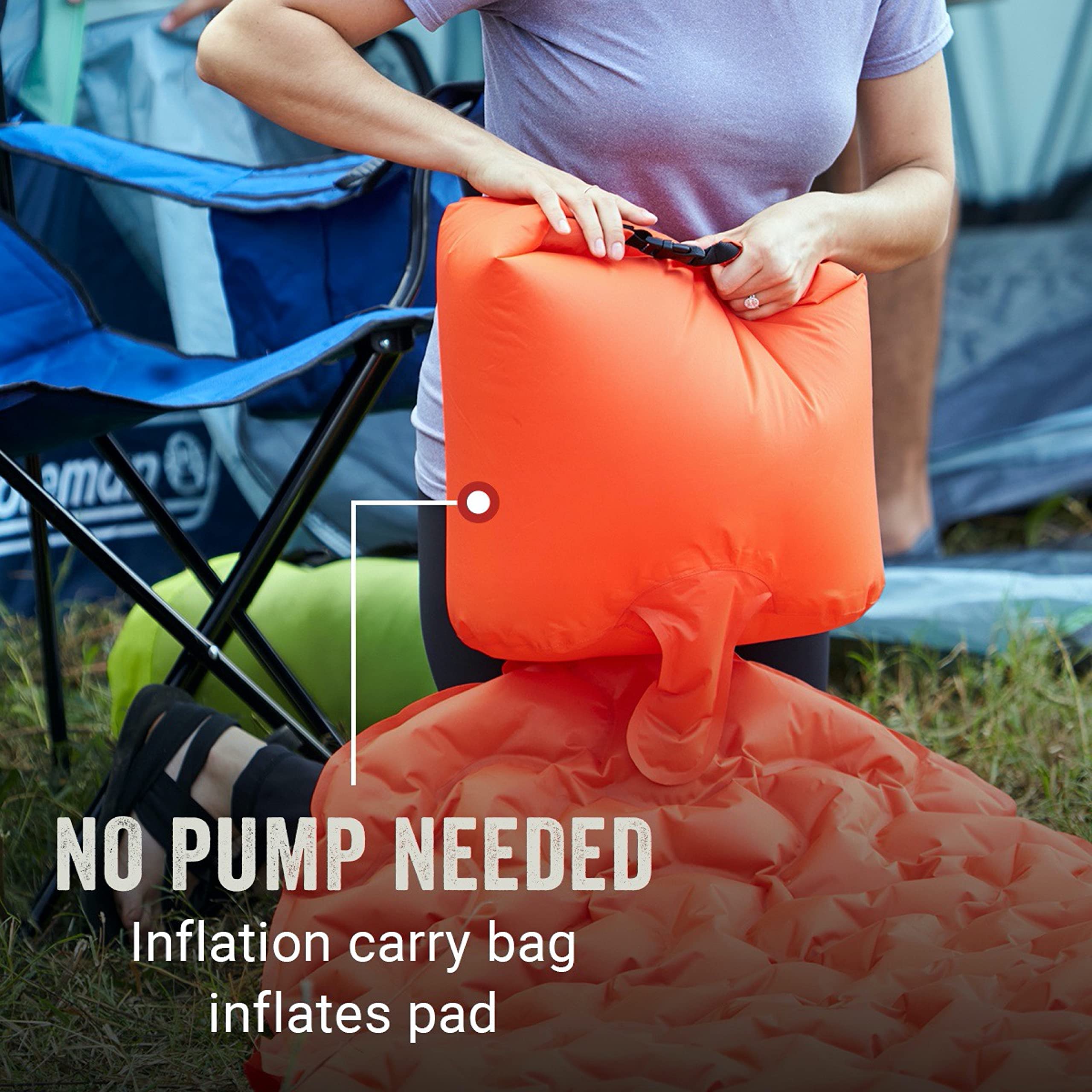 Coleman Kompact pad features a textured grip bottom to stay in place