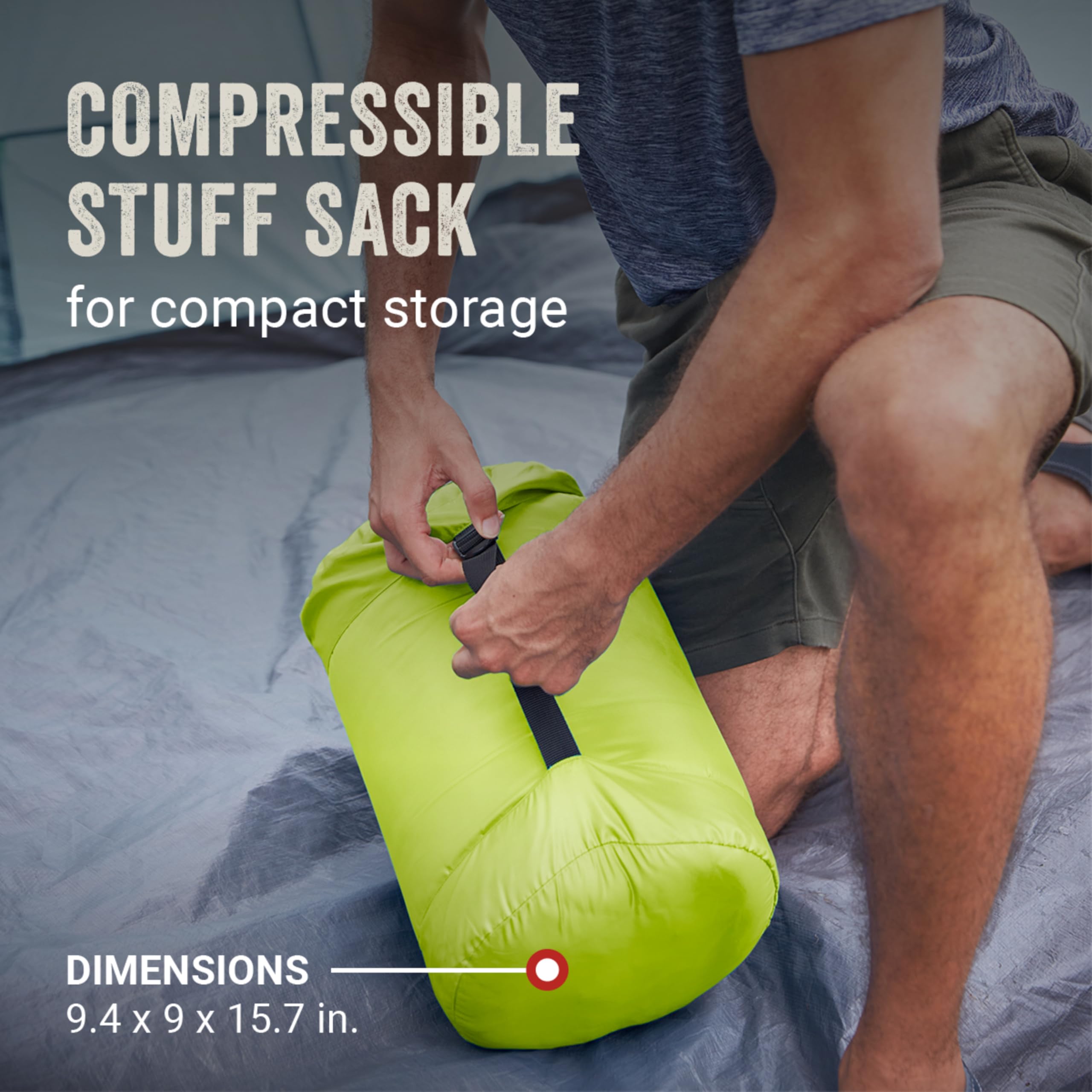 Coleman Kompact Roll Control keeps bag straight when packing