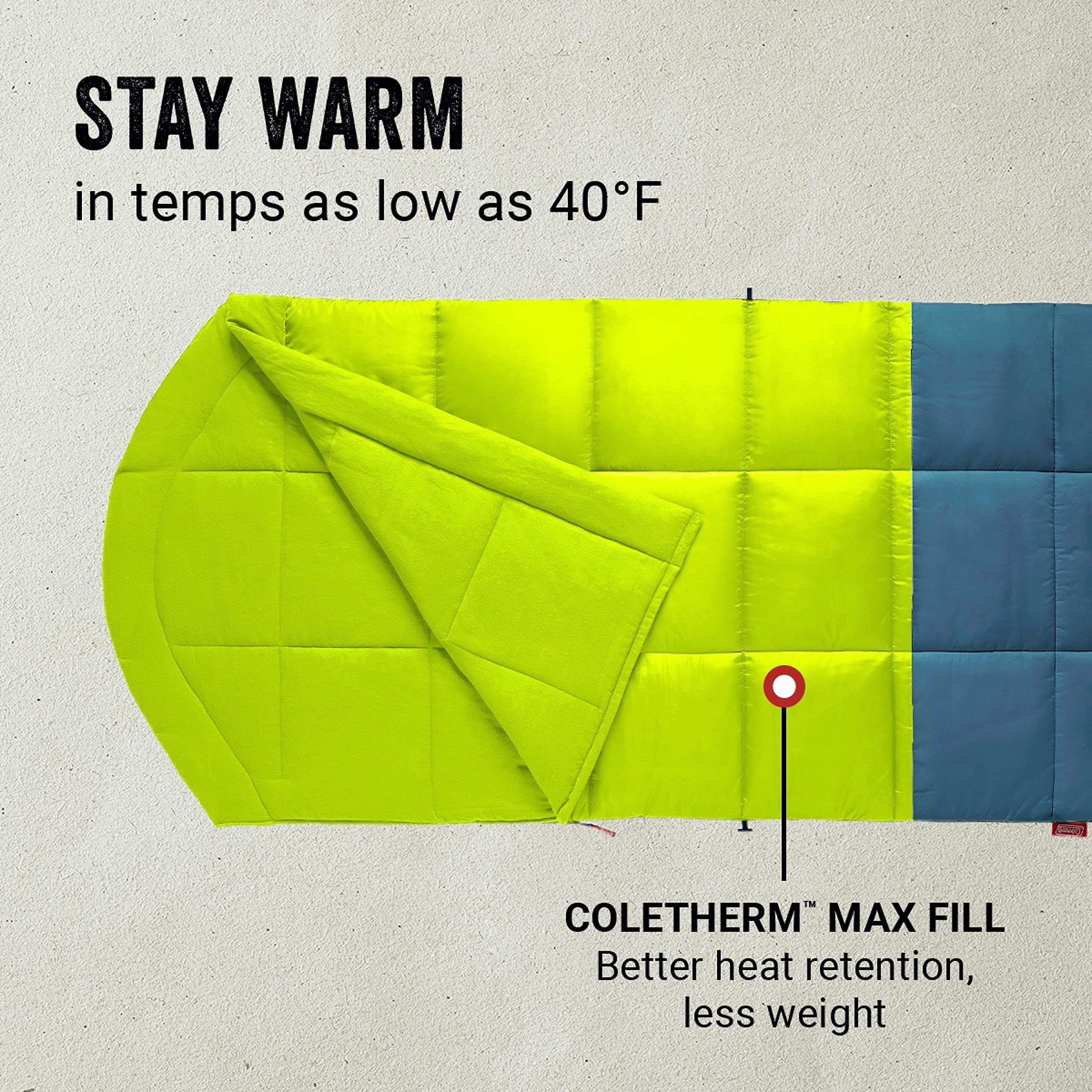 Coleman Kompact sleeping bag rolled with Roll Control system for secure packing