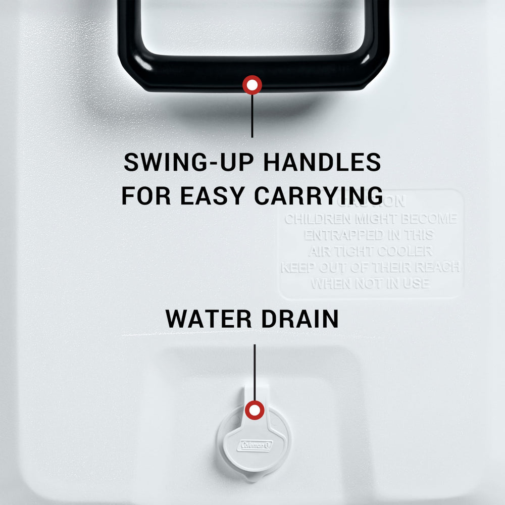 Coleman Marine Cooler lid cup holders keep drinks secure and close.
