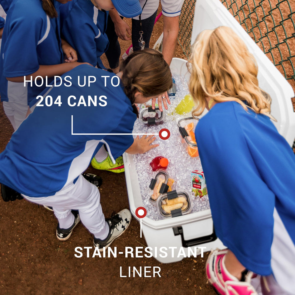 Coleman Marine Cooler high capacity holds up to 204 cans for trips.