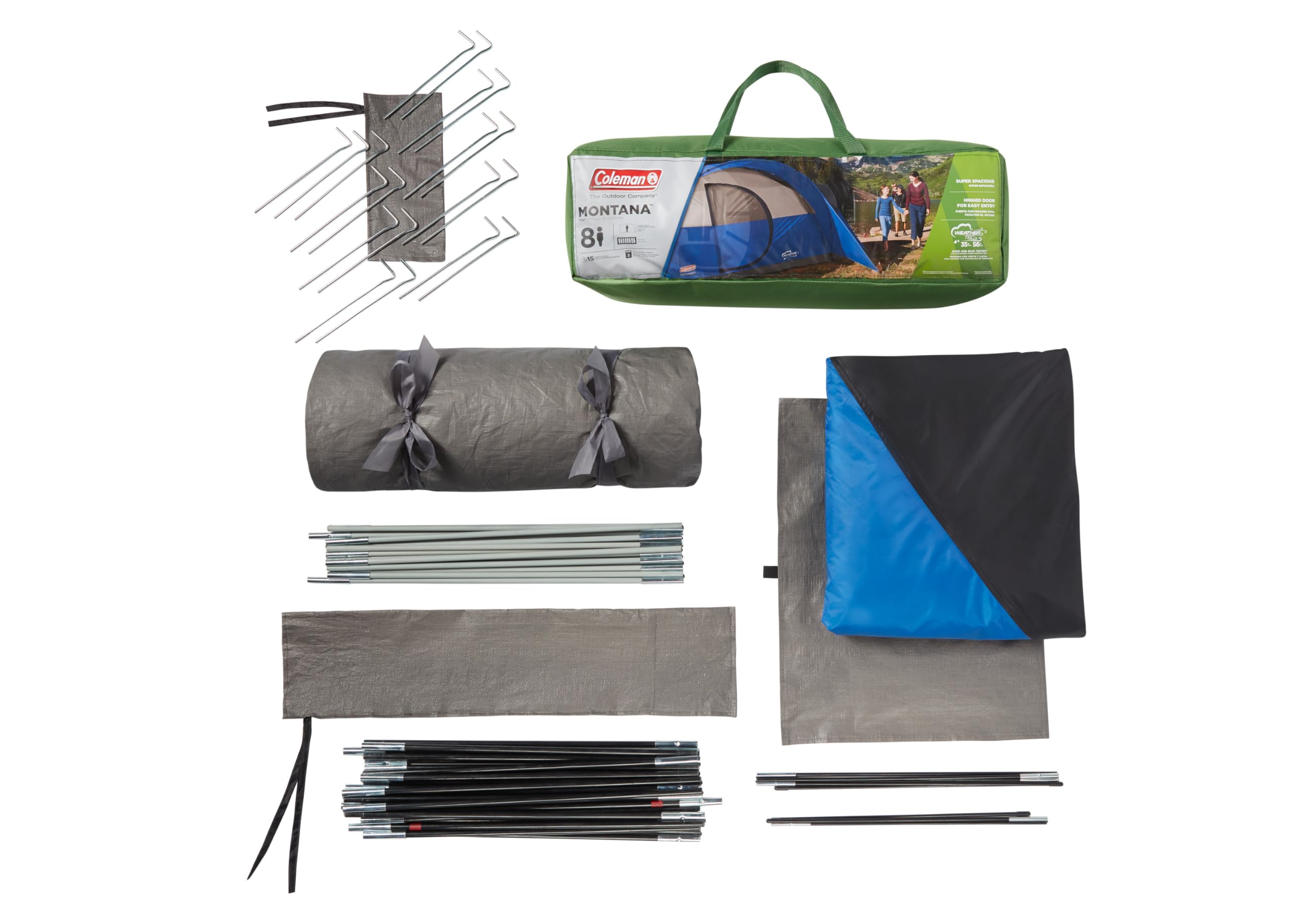 Coleman Montana 8-Person Tent pole sleeves: snag-free setup for faster pitching.