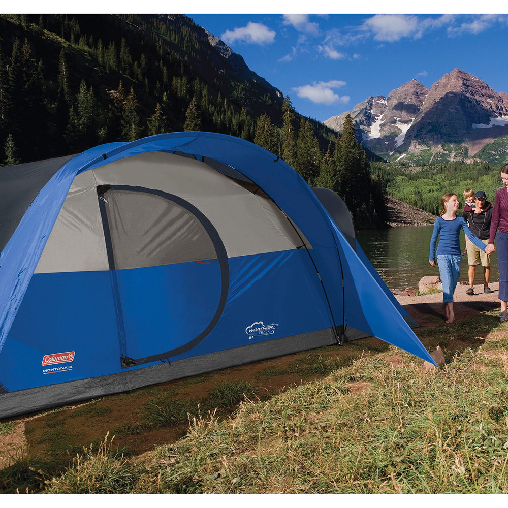 Coleman Montana weatherproof exterior keeps gear protected in damp camps.