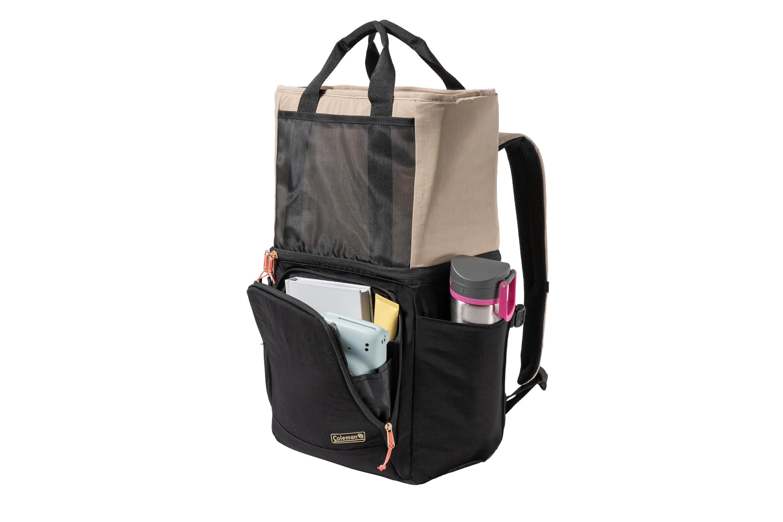 Coleman Now backpack with leakproof cooler keeps drinks cold on picnics.
