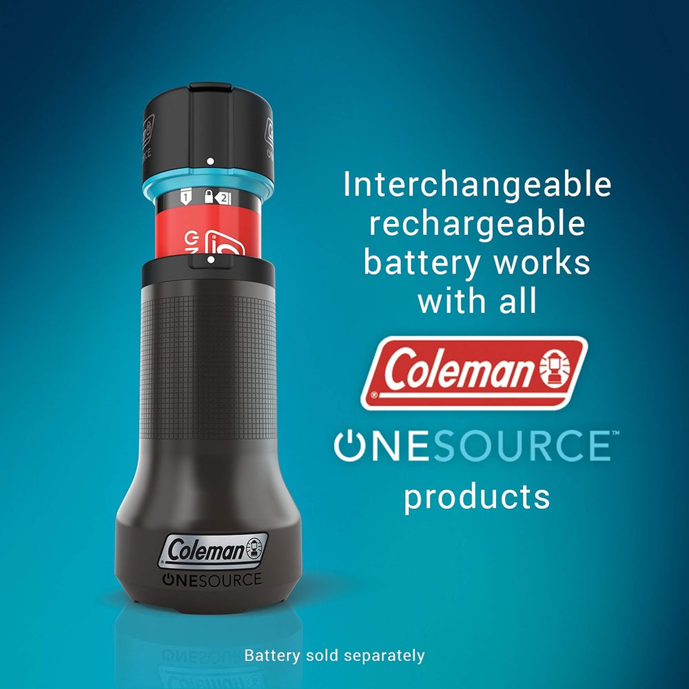 Coleman One Source battery pack ready for interchangeable use across devices.