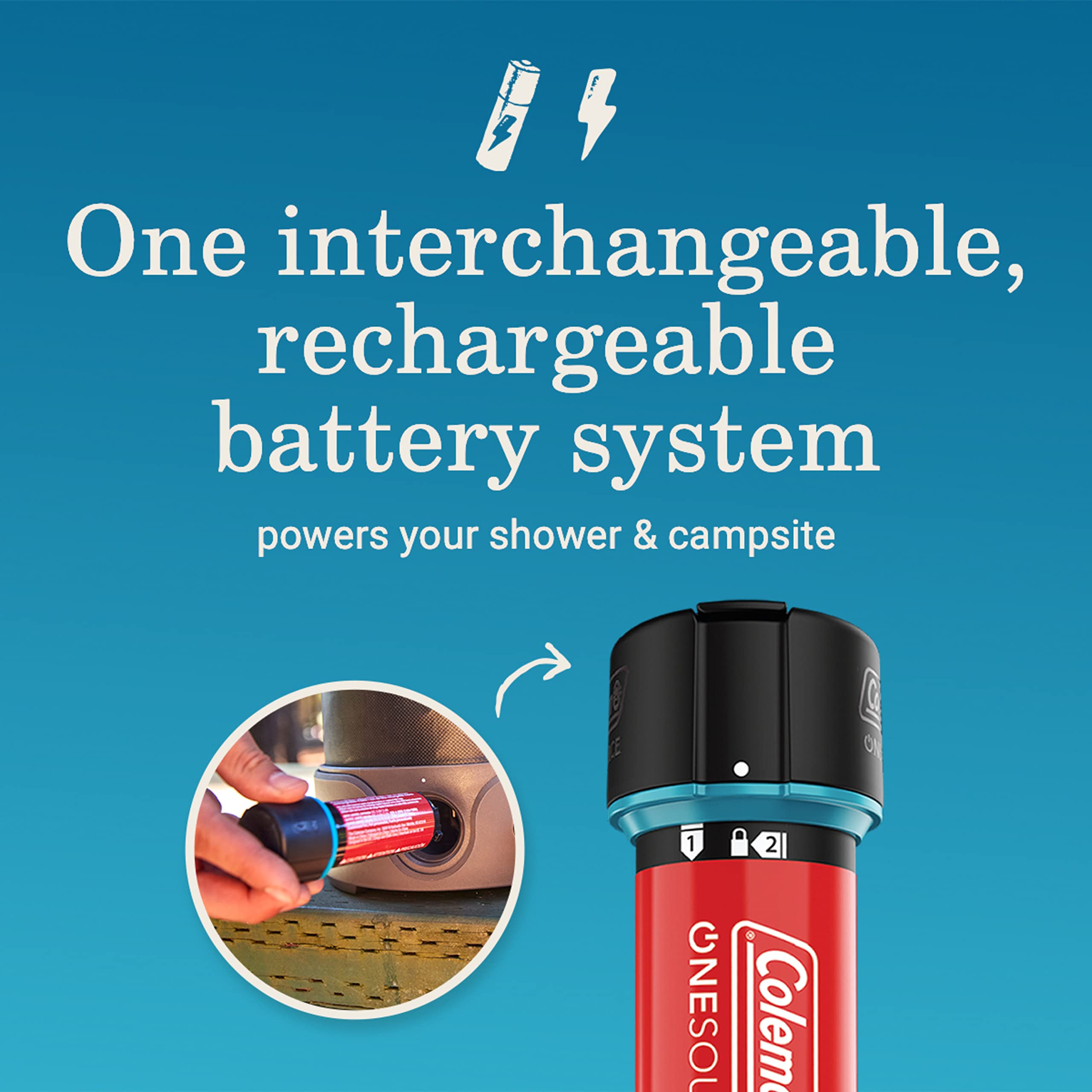 Coleman OneSource cordless vacuum cleaning campsite dirt and debris