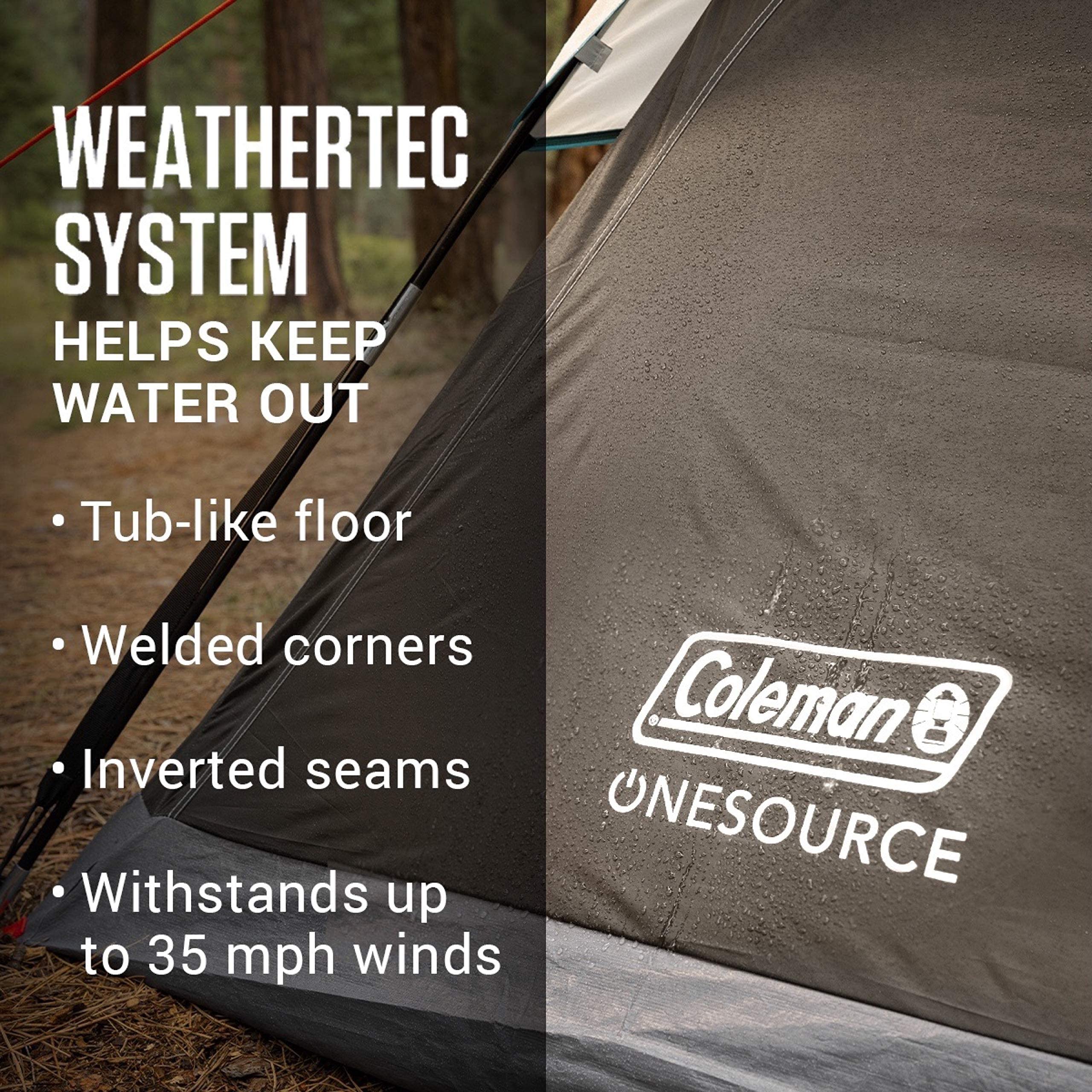 Coleman OneSource rainfly adds extra weather protection in wet conditions