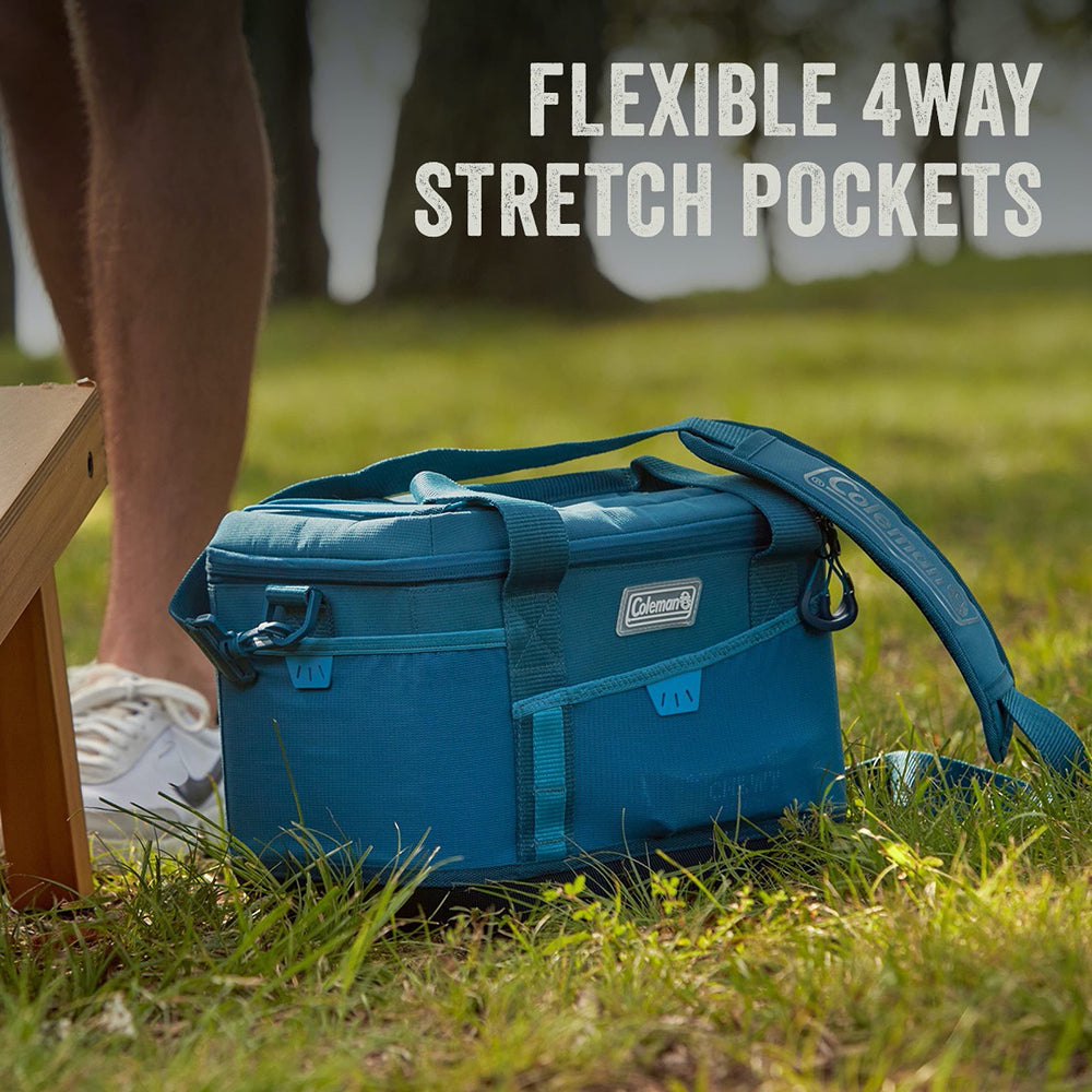 Coleman padded handles offer comfortable carrying from trunk to park.