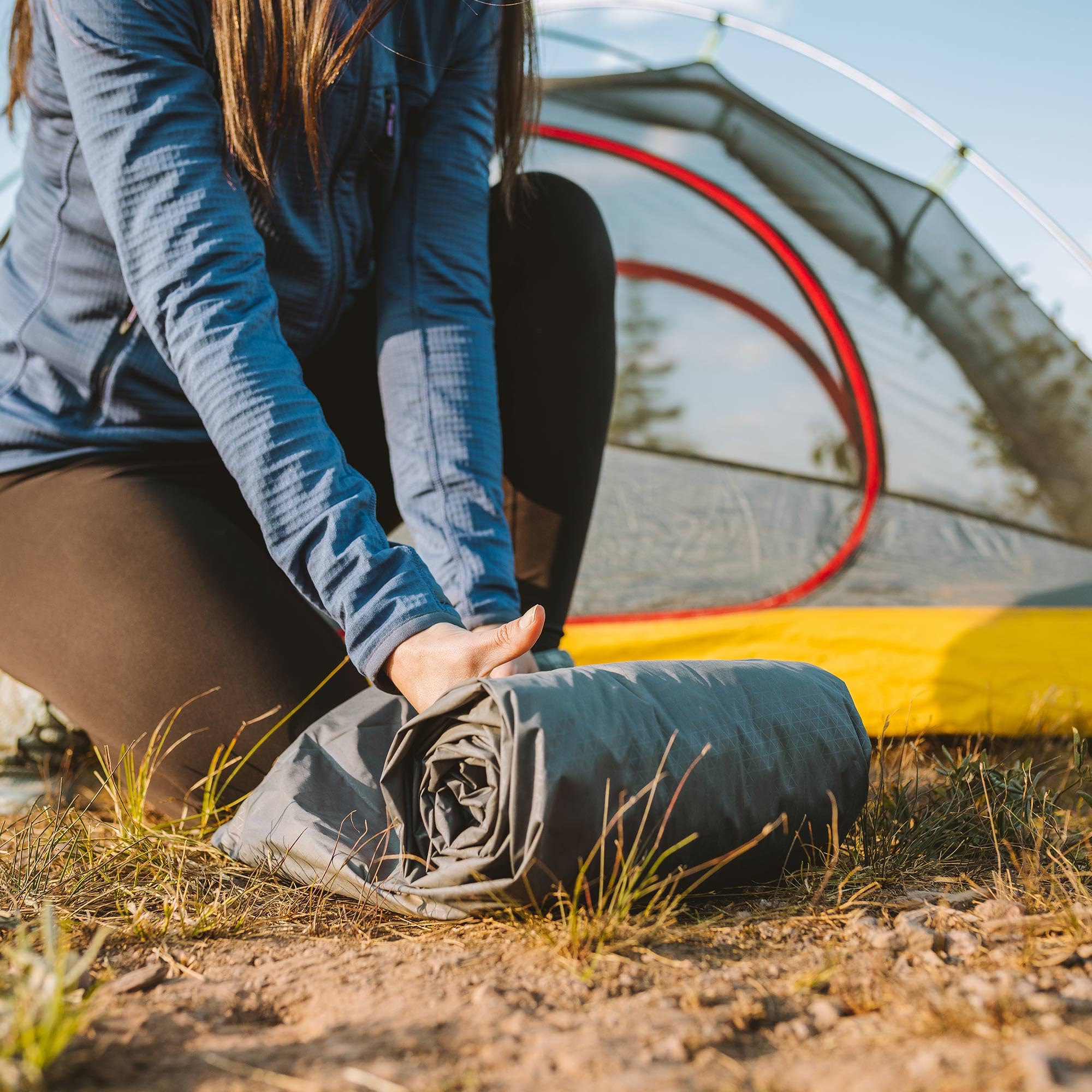 Coleman PEAK1 pad compresses to a compact size for easy packing.