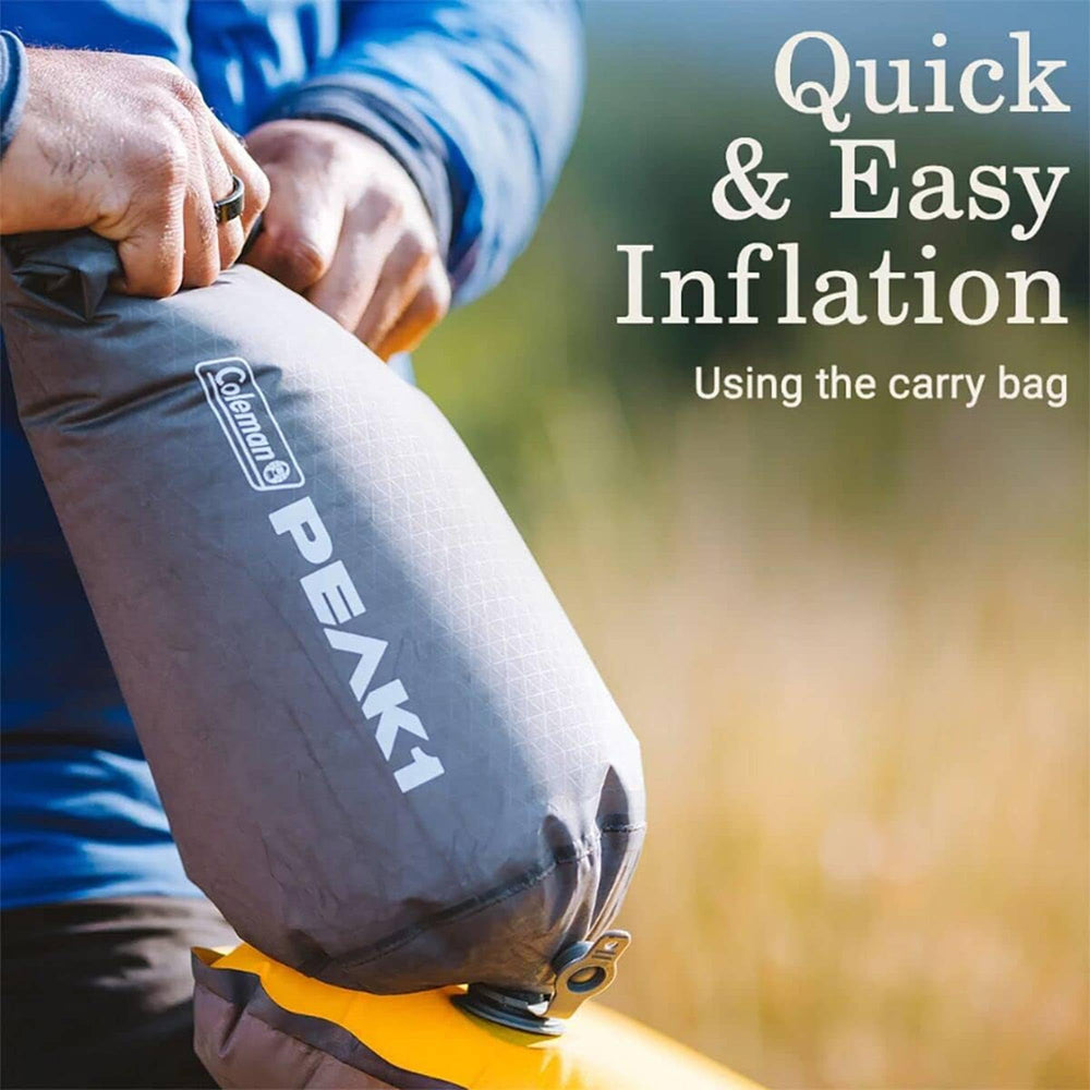 Coleman PEAK1 sleeping pad with durable construction for outdoor trips.