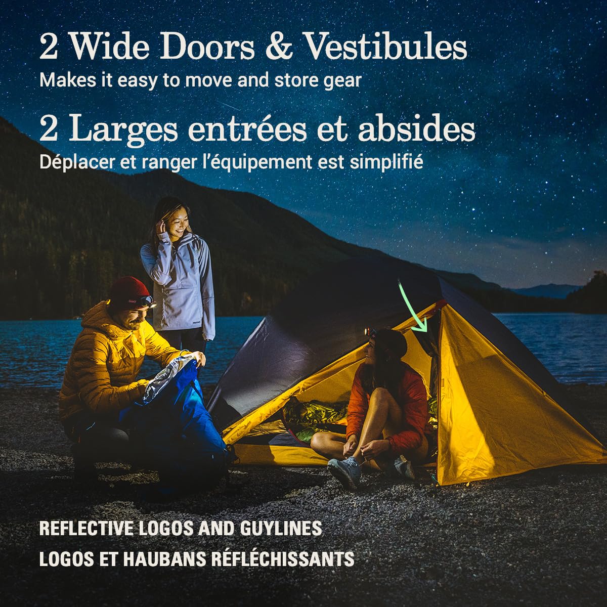 Coleman PEAK1 two doors and vestibules enable easy access and storage