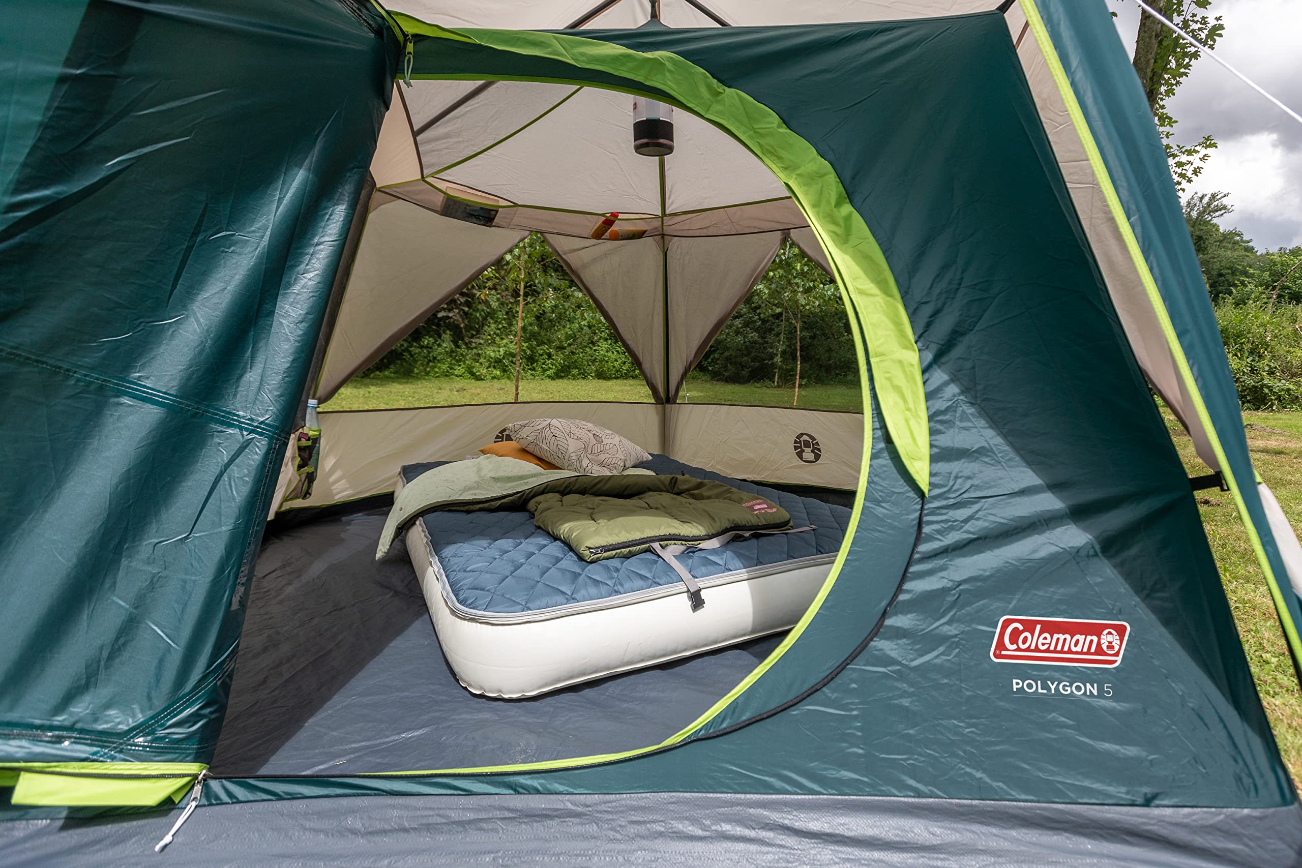 Coleman Polygon 5 windows with nets enable breeze and shade