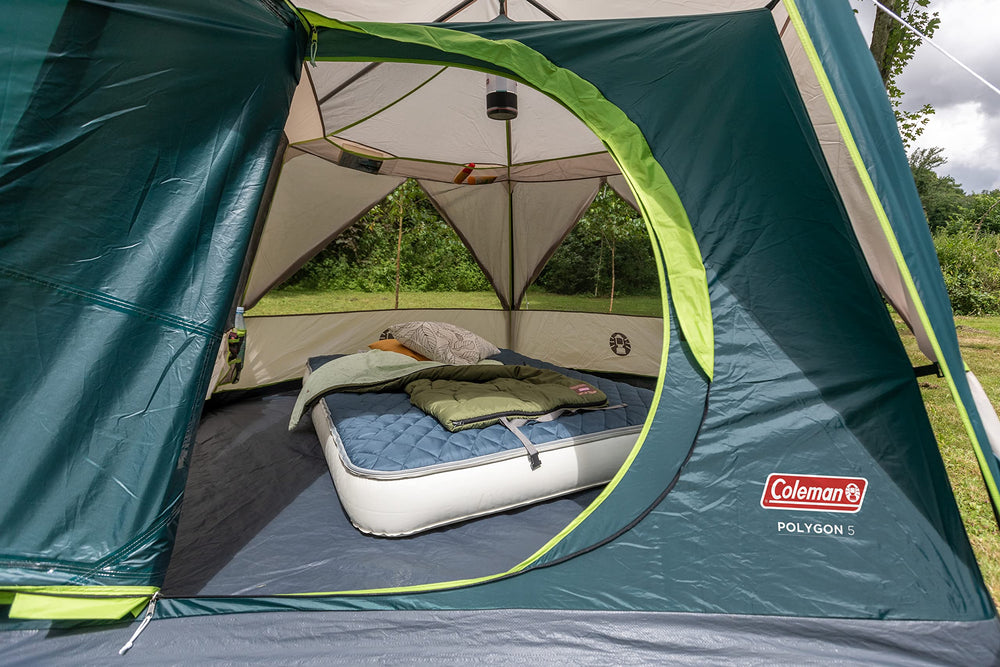 Coleman Polygon 5 windows with nets enable breeze and shade